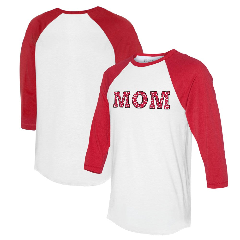 MLB Cincinnati Reds Tiny Turnip Women's Logo Mom 3/4-Sleeve Raglan T-Shirt
