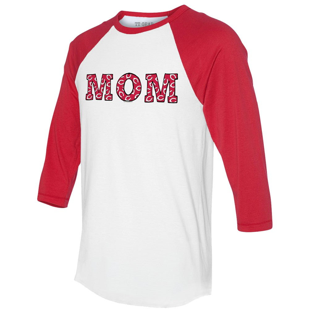 MLB Cincinnati Reds Tiny Turnip Women's Logo Mom 3/4-Sleeve Raglan T-Shirt