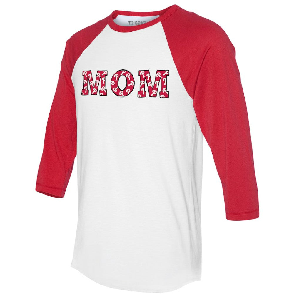 MLB Philadelphia Phillies Tiny Turnip Women's Logo Mom 3/4-Sleeve Raglan T-Shirt
