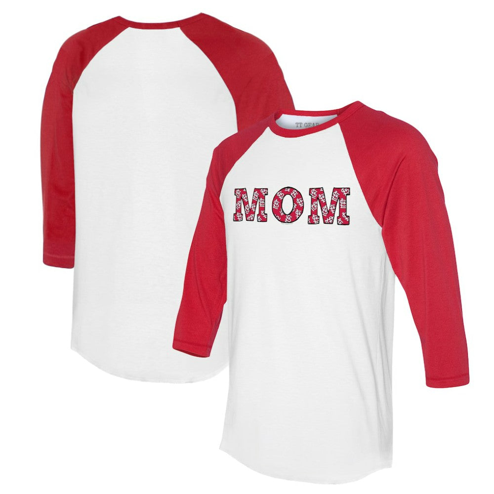 MLB St. Louis Cardinals Tiny Turnip Women's Logo Mom 3/4-Sleeve Raglan T-Shirt