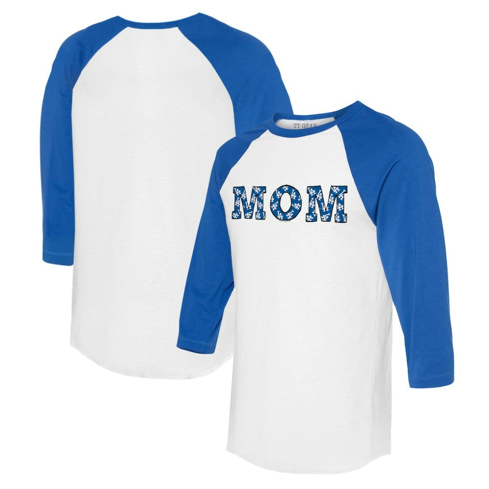 MLB Los Angeles Dodgers Tiny Turnip Women's Logo Mom 3/4-Sleeve Raglan T-Shirt