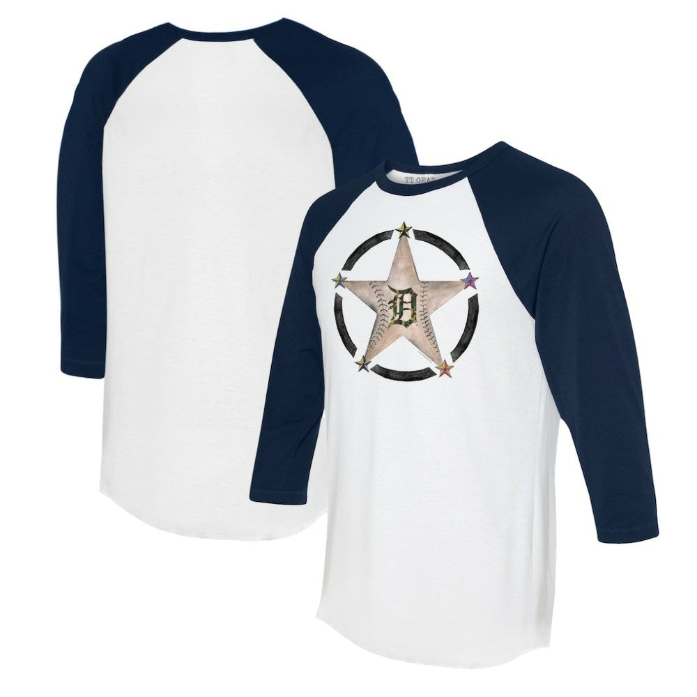 MLB Detroit Tigers Tiny Turnip Women's Military Star 3/4-Sleeve Raglan T-Shirt