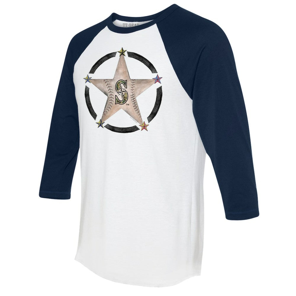 MLB Seattle Mariners Tiny Turnip Women's Military Star 3/4-Sleeve Raglan T-Shirt