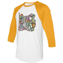 MLB San Diego Padres Tiny Turnip Women's Peace Love Baseball 3/4-Sleeve Raglan T-Shirt
