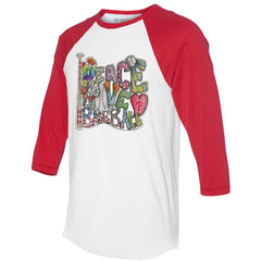 MLB Philadelphia Phillies Tiny Turnip Women's Peace Love Baseball 3/4-Sleeve Raglan T-Shirt