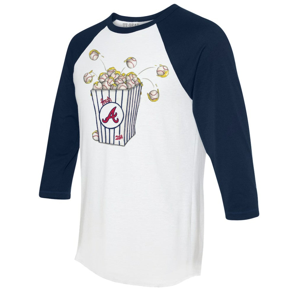 MLB Atlanta Braves Tiny Turnip Women's Popcorn 3/4-Sleeve Raglan T-Shirt