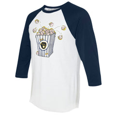 MLB Milwaukee Brewers Tiny Turnip Women's Popcorn 3/4-Sleeve Raglan T-Shirt