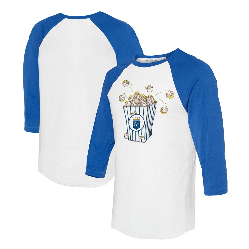 MLB Kansas City Royals Tiny Turnip Women's Popcorn 3/4-Sleeve Raglan T-Shirt