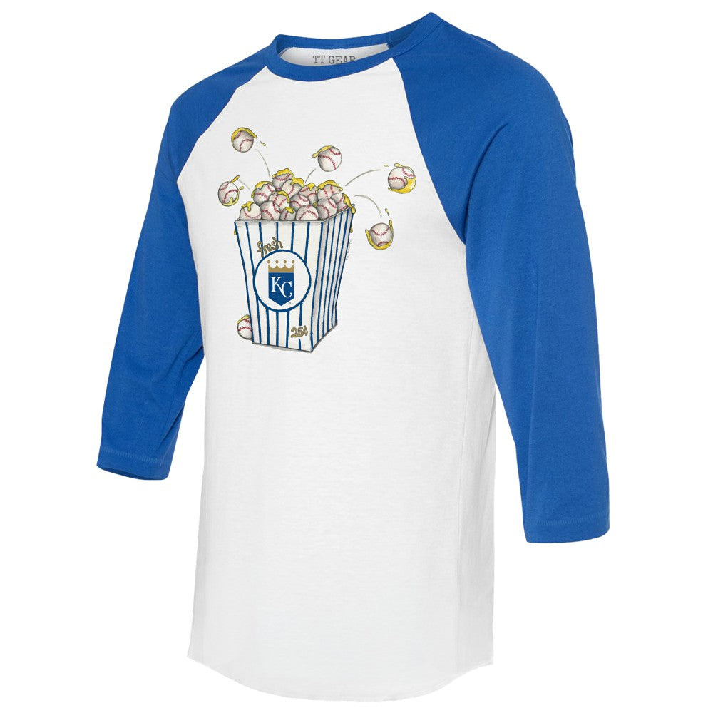 MLB Kansas City Royals Tiny Turnip Women's Popcorn 3/4-Sleeve Raglan T-Shirt