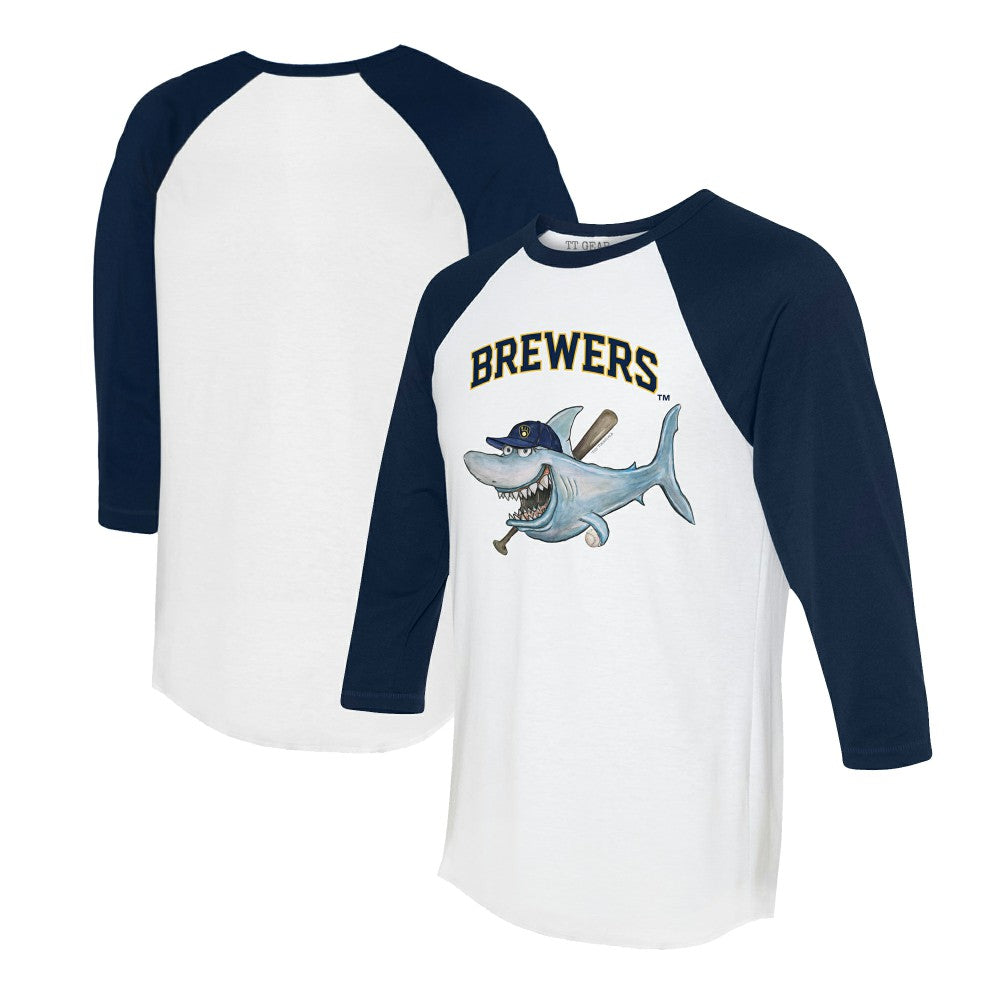 MLB Milwaukee Brewers Tiny Turnip Women's Shark 3/4-Sleeve Raglan T-Shirt