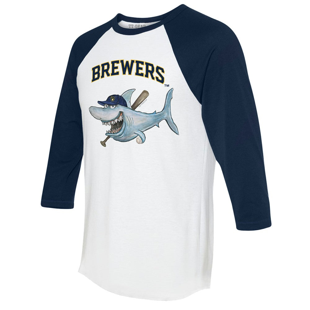 MLB Milwaukee Brewers Tiny Turnip Women's Shark 3/4-Sleeve Raglan T-Shirt