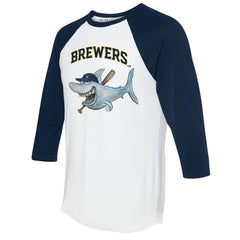 MLB Milwaukee Brewers Tiny Turnip Women's Shark 3/4-Sleeve Raglan T-Shirt
