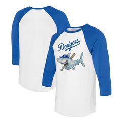 MLB Los Angeles Dodgers Tiny Turnip Women's Shark 3/4-Sleeve Raglan T-Shirt