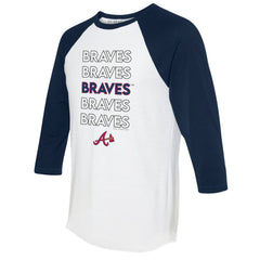 MLB Atlanta Braves Tiny Turnip Women's Stacked 3/4-Sleeve Raglan T-Shirt