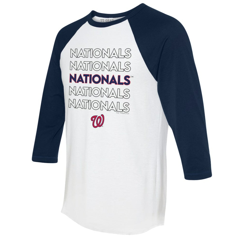 MLB Washington Nationals Tiny Turnip Unisex Stacked 3/4-Sleeve Raglan T-Shirt