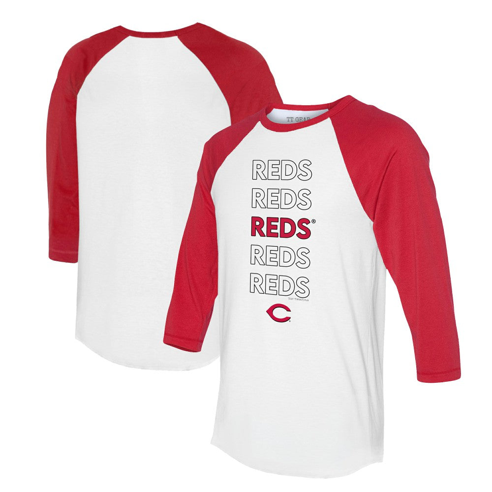 MLB Cincinnati Reds Tiny Turnip Unisex Stacked 3/4-Sleeve Raglan T-Shirt
