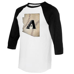 MLB Arizona Diamondbacks Tiny Turnip Unisex State Outline 3/4-Sleeve Raglan T-Shirt