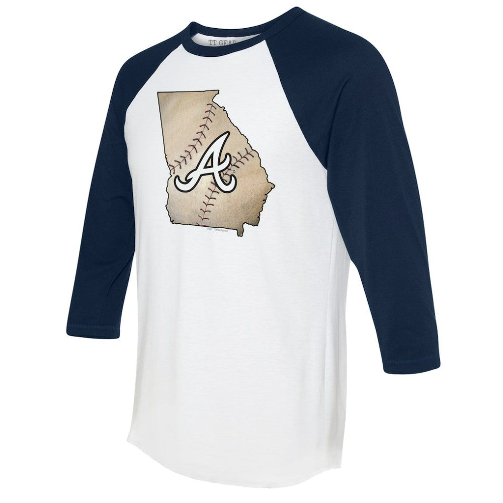 MLB Atlanta Braves Tiny Turnip Unisex State Outline 3/4-Sleeve Raglan T-Shirt