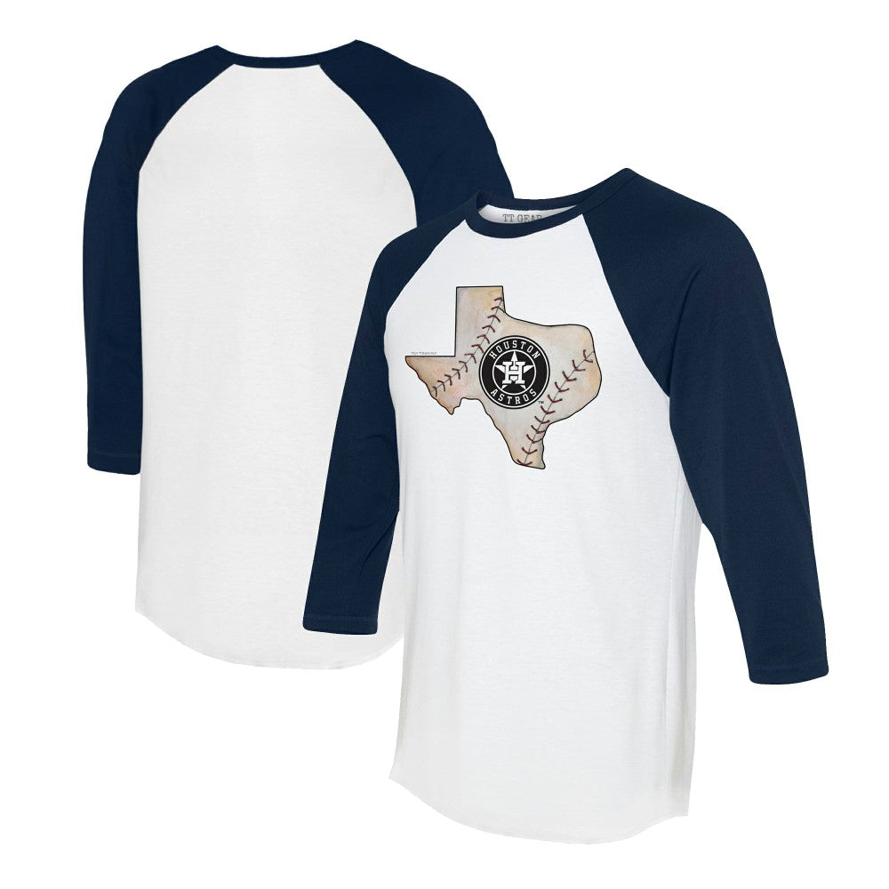 MLB Houston Astros Tiny Turnip Unisex State Outline 3/4-Sleeve Raglan T-Shirt