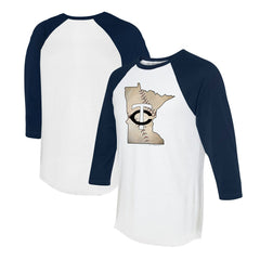 MLB Minnesota Twins Tiny Turnip Unisex State Outline 3/4-Sleeve Raglan T-Shirt