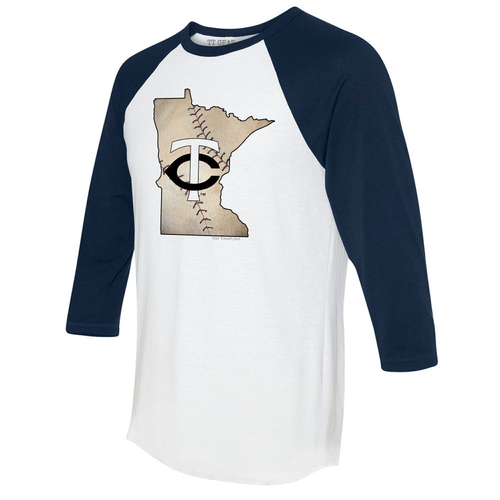 MLB Minnesota Twins Tiny Turnip Unisex State Outline 3/4-Sleeve Raglan T-Shirt
