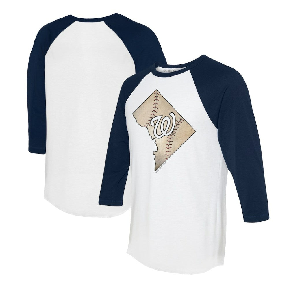 MLB Washington Nationals Tiny Turnip Unisex State Outline 3/4-Sleeve Raglan T-Shirt