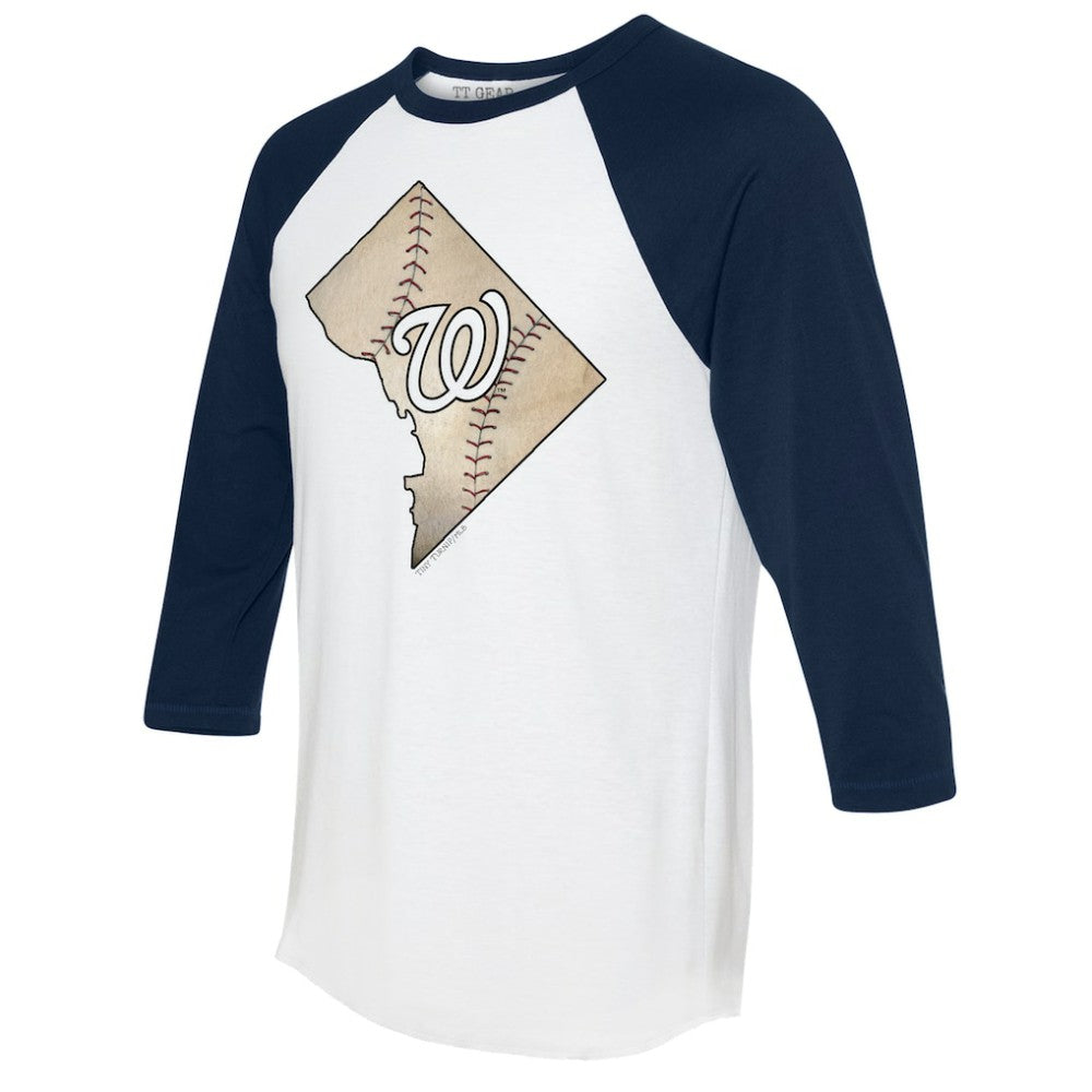 MLB Washington Nationals Tiny Turnip Unisex State Outline 3/4-Sleeve Raglan T-Shirt