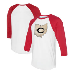 MLB Cincinnati Reds Tiny Turnip Unisex State Outline 3/4-Sleeve Raglan T-Shirt