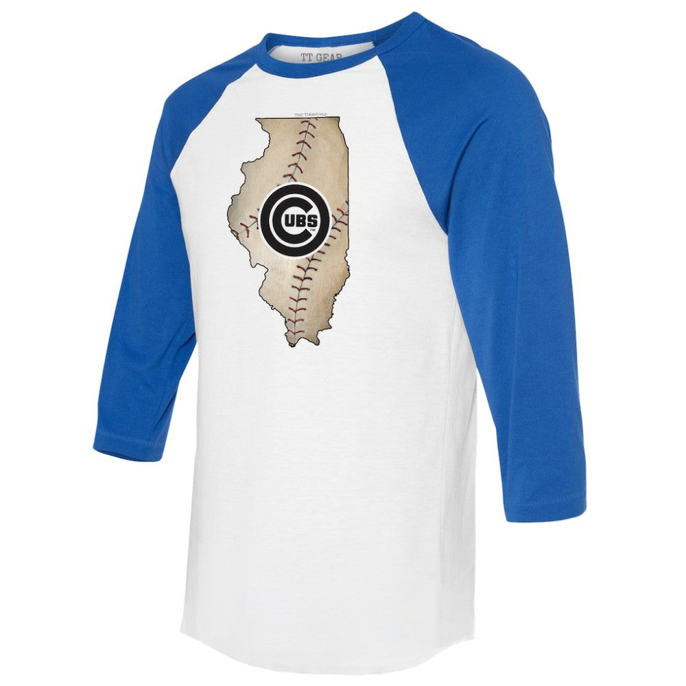MLB Chicago Cubs Tiny Turnip Unisex State Outline 3/4-Sleeve Raglan T-Shirt