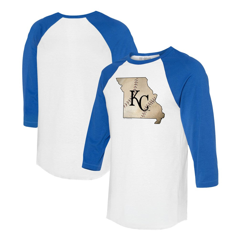 MLB Kansas City Royals Tiny Turnip Unisex State Outline 3/4-Sleeve Raglan T-Shirt