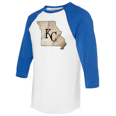 MLB Kansas City Royals Tiny Turnip Unisex State Outline 3/4-Sleeve Raglan T-Shirt