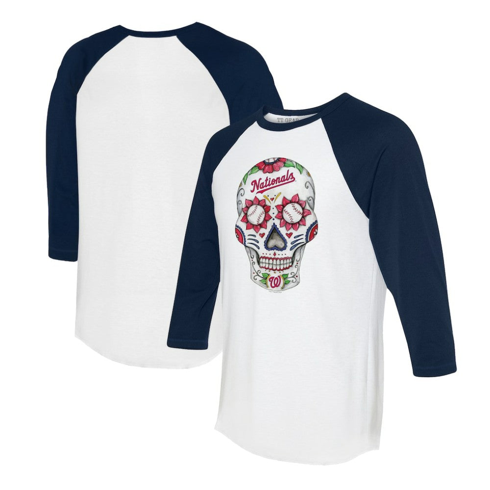 MLB Washington Nationals Tiny Turnip Unisex Sugar Skull 3/4-Sleeve Raglan T-Shirt