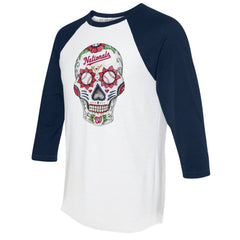 MLB Washington Nationals Tiny Turnip Unisex Sugar Skull 3/4-Sleeve Raglan T-Shirt