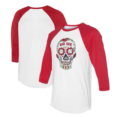 MLB Boston Red Sox Tiny Turnip Unisex Sugar Skull 3/4-Sleeve Raglan T-Shirt