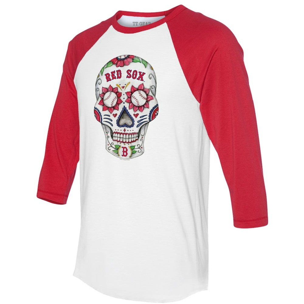 MLB Boston Red Sox Tiny Turnip Unisex Sugar Skull 3/4-Sleeve Raglan T-Shirt