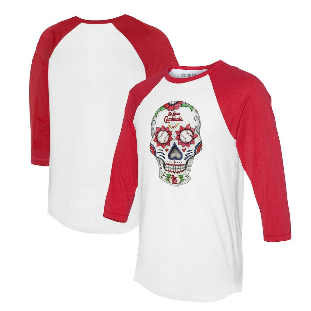 MLB St. Louis Cardinals Tiny Turnip Unisex Sugar Skull 3/4-Sleeve Raglan T-Shirt