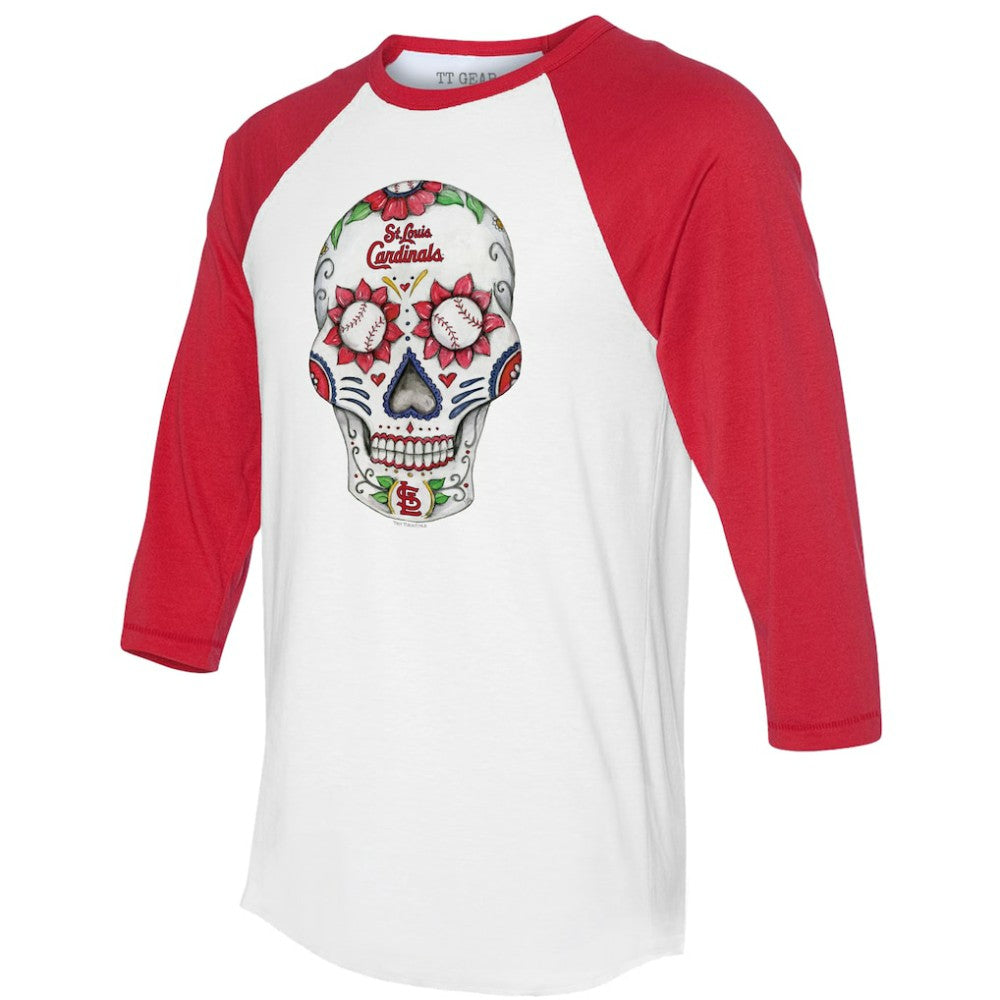 MLB St. Louis Cardinals Tiny Turnip Unisex Sugar Skull 3/4-Sleeve Raglan T-Shirt