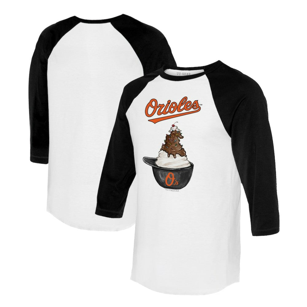 MLB Baltimore Orioles Tiny Turnip Unisex Sundae Helmet 3/4-Sleeve Raglan T-Shirt