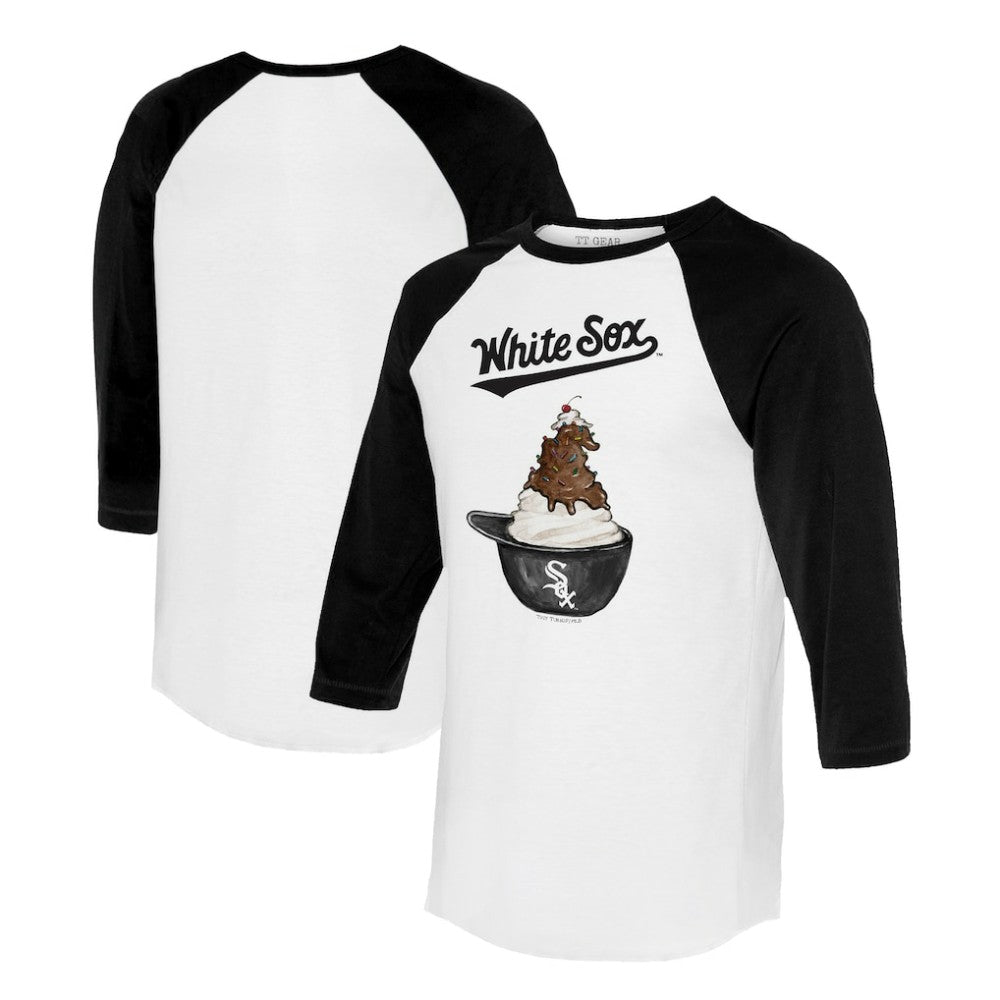 MLB Chicago White Sox Tiny Turnip Unisex Sundae Helmet 3/4-Sleeve Raglan T-Shirt