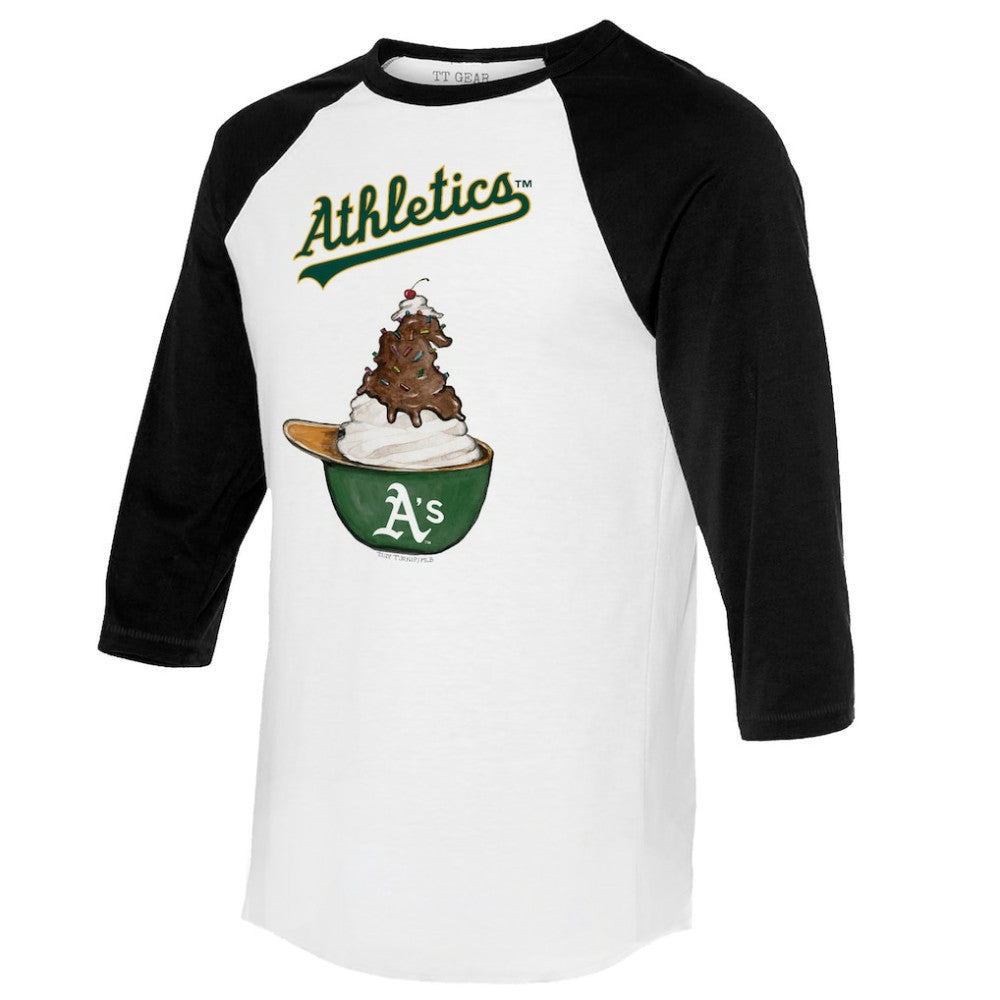 MLB Athletics Tiny Turnip Unisex Sundae Helmet 3/4-Sleeve Raglan T-Shirt