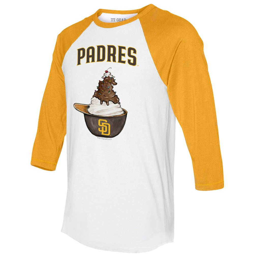MLB San Diego Padres Tiny Turnip Unisex Sundae Helmet 3/4-Sleeve Raglan T-Shirt