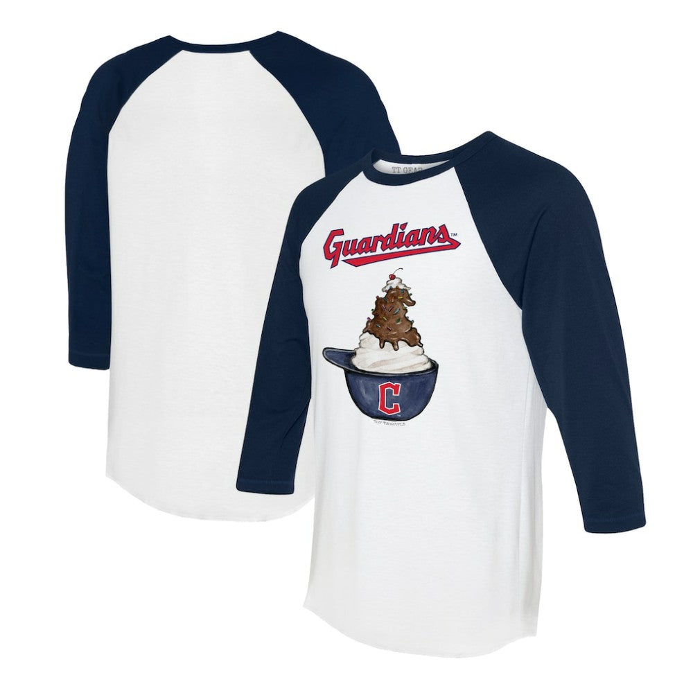 MLB Cleveland Guardians Tiny Turnip Unisex Sundae Helmet 3/4-Sleeve Raglan T-Shirt
