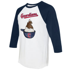 MLB Cleveland Guardians Tiny Turnip Unisex Sundae Helmet 3/4-Sleeve Raglan T-Shirt