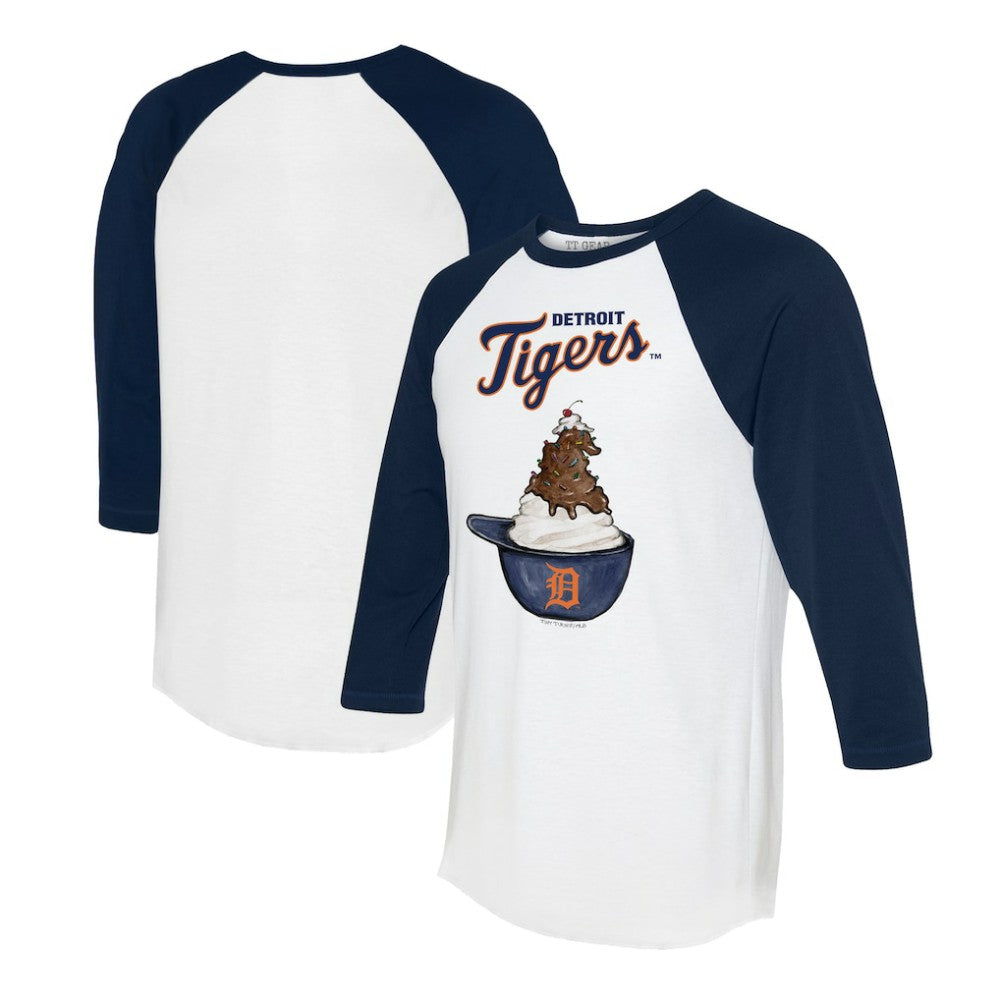 MLB Detroit Tigers Tiny Turnip Unisex Sundae Helmet 3/4-Sleeve Raglan T-Shirt
