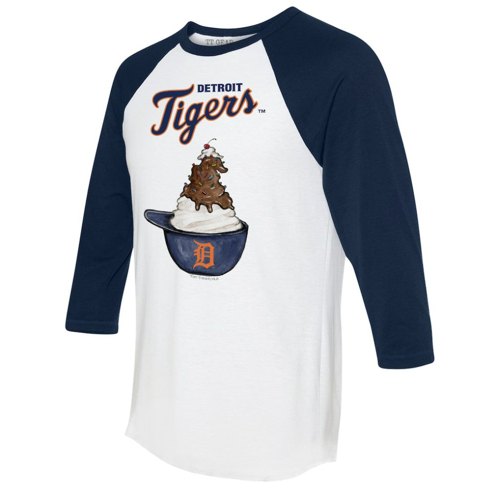 MLB Detroit Tigers Tiny Turnip Unisex Sundae Helmet 3/4-Sleeve Raglan T-Shirt