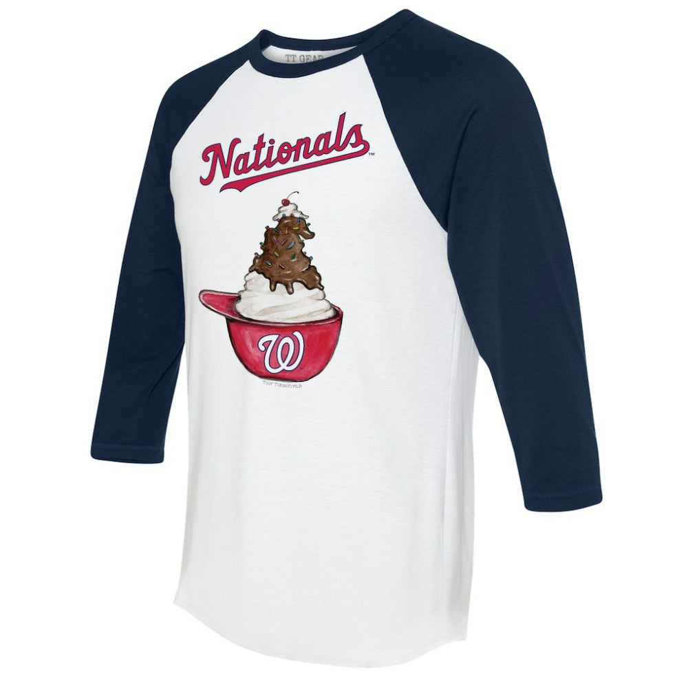MLB Washington Nationals Tiny Turnip Unisex Sundae Helmet 3/4-Sleeve Raglan T-Shirt