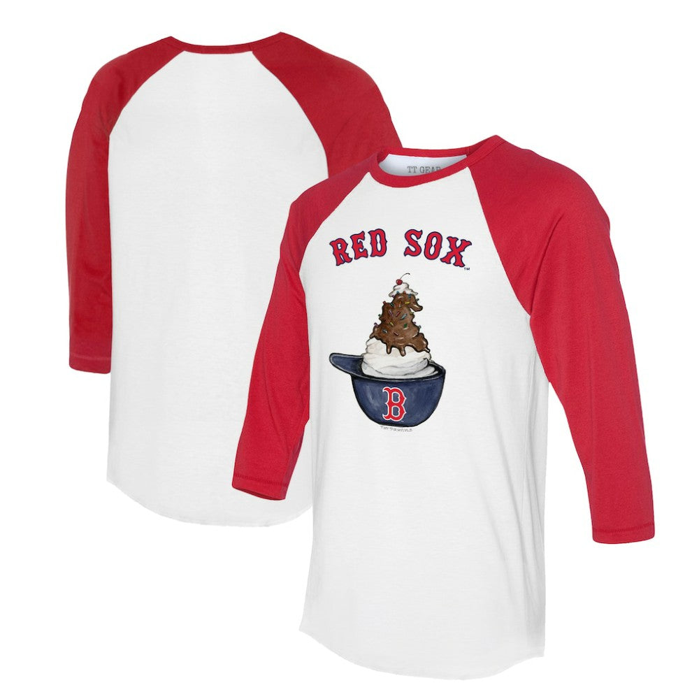 MLB Boston Red Sox Tiny Turnip Unisex Sundae Helmet 3/4-Sleeve Raglan T-Shirt