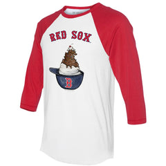 MLB Boston Red Sox Tiny Turnip Unisex Sundae Helmet 3/4-Sleeve Raglan T-Shirt