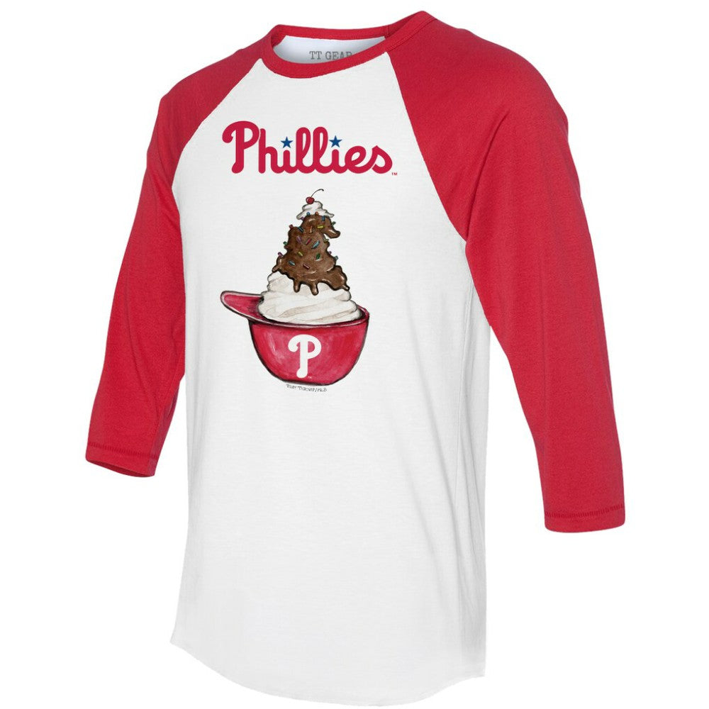 MLB Philadelphia Phillies Tiny Turnip Unisex Sundae Helmet 3/4-Sleeve Raglan T-Shirt