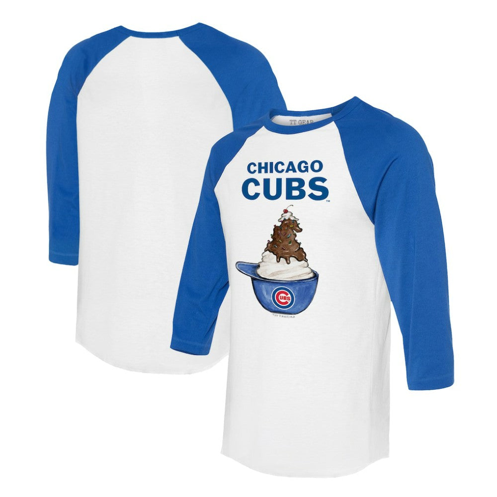 MLB Chicago Cubs Tiny Turnip Unisex Sundae Helmet 3/4-Sleeve Raglan T-Shirt